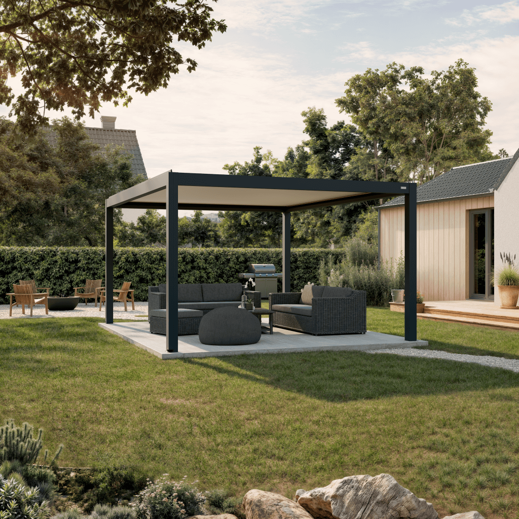 wandmontiert, elektrisch, weiß 4x5 Pergola Pavillon lamellendach