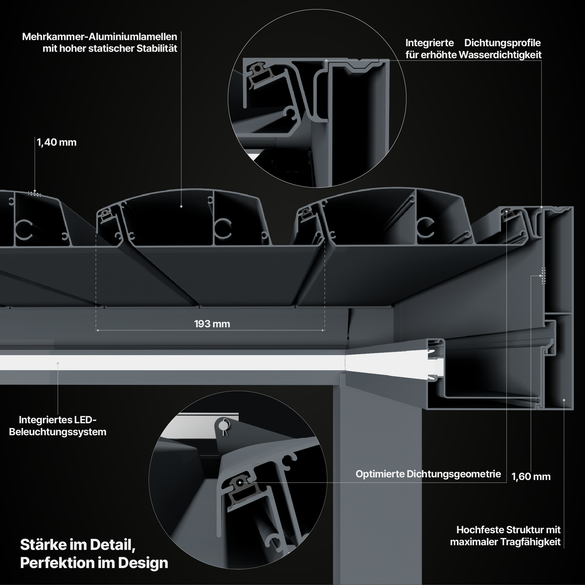 HUUN Pergola Equa, Lamellendach elektrisch mit LED – Bild 2